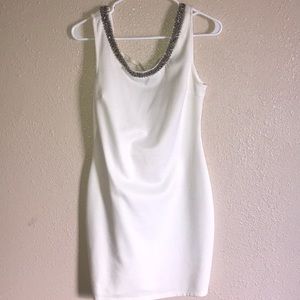 White Mini Dress with silver jewel